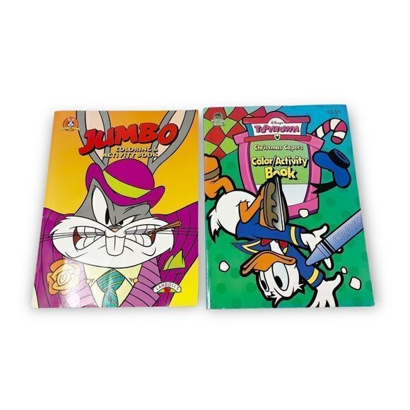 Lot of 2 Vintage Coloring Books WB Looney Tunes 1998 Merrigold Press Disney 1994 - Picture 1 of 4